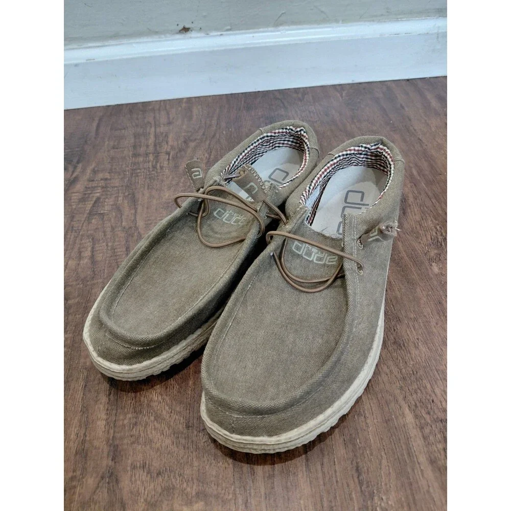 Hey Dude Wally Nut Canvas Slip on Loafer Shoes Mens Size 8